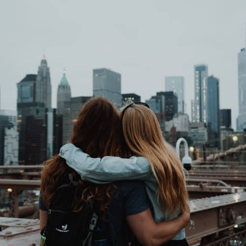 friends overlooking nyc, blog about perks of being a student in nyc