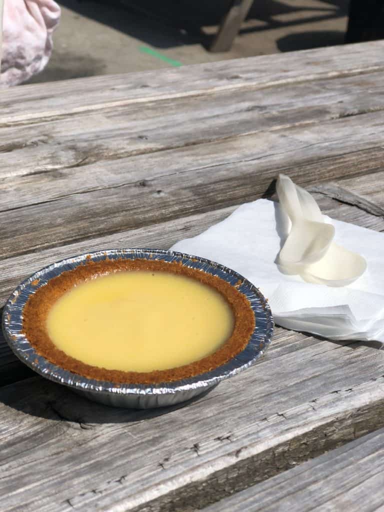 key lime pie on picnic bench